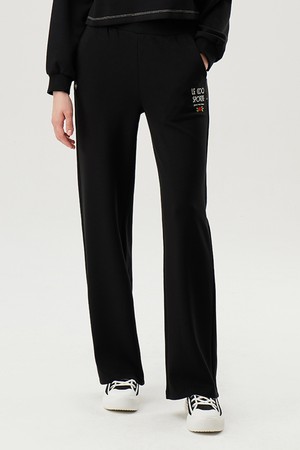 여성 더블텐션 스트레이트 팬츠 블랙(QP322OFP71)