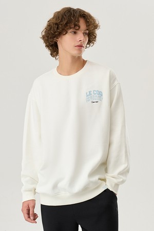 로고 기모 맨투맨 아이보리(QP423TFSO2)