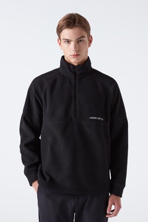 마이크로 플리스 오버핏 반집업 맨투맨 블랙(SP423THTO1)