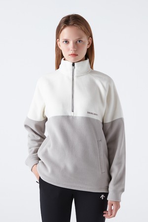 마이크로 플리스 오버핏 반집업 맨투맨 라이트 베이지(SP423THTO1)