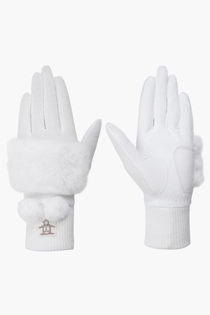 여성 니트 퍼 장갑 (양손) 화이트(MP422LGLO2)
