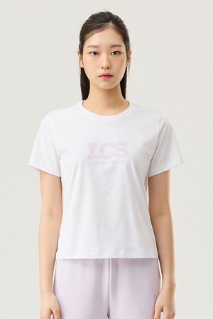 여성 레이스 그래픽 레귤러핏 반팔티셔츠 - 화이트(QQ122ORS21)