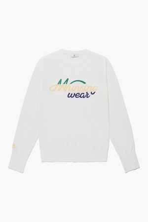 여성 레터링 로고 라운드넥 스웨터 화이트(MQ122LSW13)