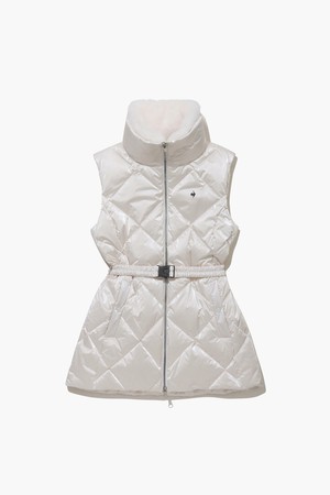 여성 글로시 퀼팅 롱 베스트 풀집업 (GP422LWVO2)