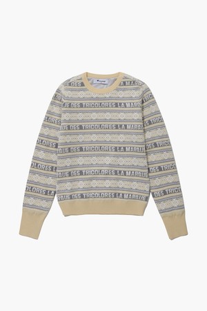 여성 자카드 라운드넥 방풍 스웨터 (GP422LKPO3)