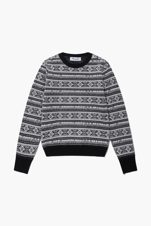 여성 자카드 라운드넥 방풍 스웨터 (GP422LKPO3)