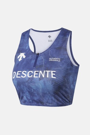 우먼스 러닝 델타프로 크롭 싱글렛 패턴 블루(SQ122RST28)