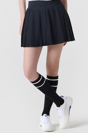 여성 플리츠 변형 스커트(레깅스내장) - 블랙(QQ122TSK31)