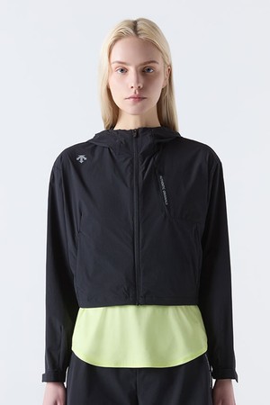 우먼스 러닝 크롭 커버업 자켓 블랙(SQ222RWB47)