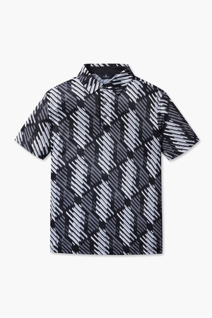 남성 냉감 기하학 패턴 반팔티셔츠 블랙(MP221MTS47)