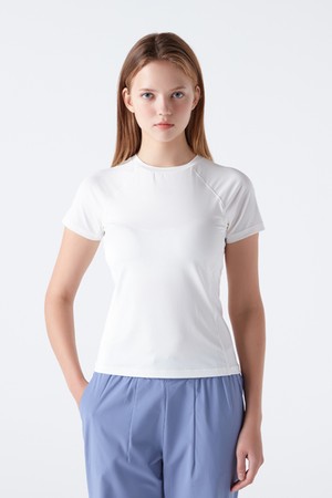 여성 브라캡 내장형 반팔 티셔츠 아이보리(SP322TTS79)