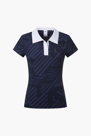 여성 와이드 카라 패턴 반팔티셔츠 (DP22WFTS63)