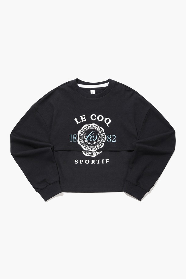 le coq sportif - 긴팔티셔츠 - 백매쉬 크롭 레이어드 셋업 - 블랙(QQ122LFS21)