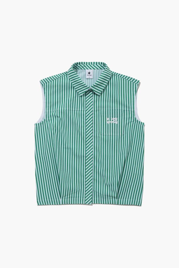le coq sportif golf - 베스트/가디건 - 여성 서커 스트라이프 슬리브리스 셔츠 (GQ222LSL61)