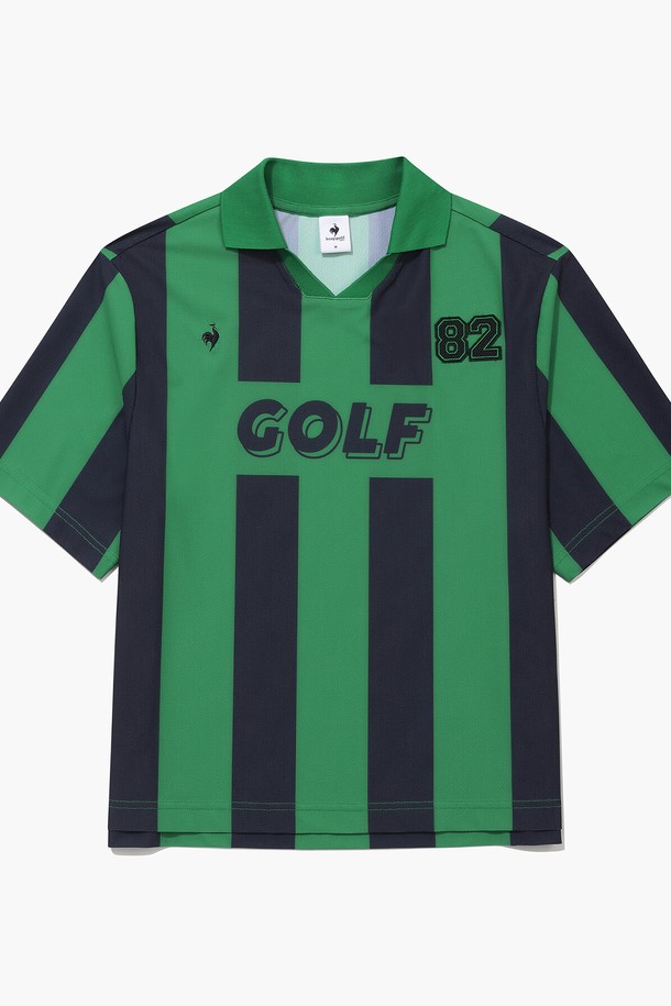 le coq sportif golf - 반팔티셔츠 - 루즈핏 스트라이프 사커 반팔 티셔츠 (GQ222LTS44)