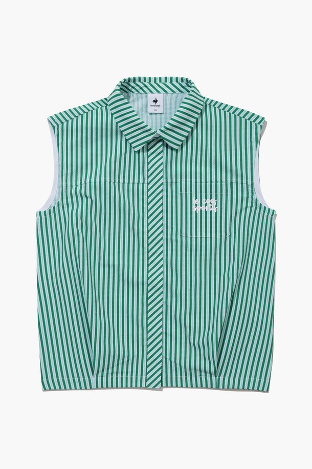 le coq sportif golf - 베스트/가디건 - 여성 서커 스트라이프 슬리브리스 셔츠 (GQ222LSL61)