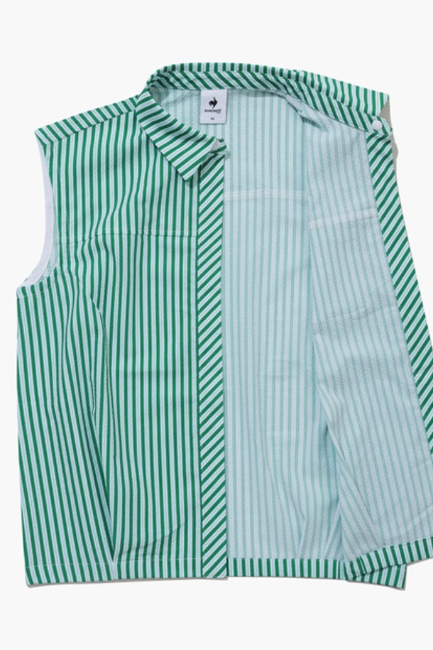 le coq sportif golf - 베스트/가디건 - 여성 서커 스트라이프 슬리브리스 셔츠 (GQ222LSL61)
