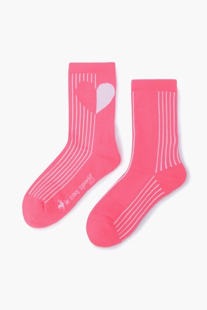 여성 하트 스트라이프 자카드 미들 삭스 (GQ122LSO23)