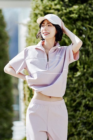 유니 씬플렉스 루즈핏 반팔 아노락 자켓 - 핑크(QQ223LJK52)