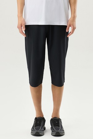 유니 트리코트 슬림핏 7부 팬츠 - 블랙(QQ223EHP52)