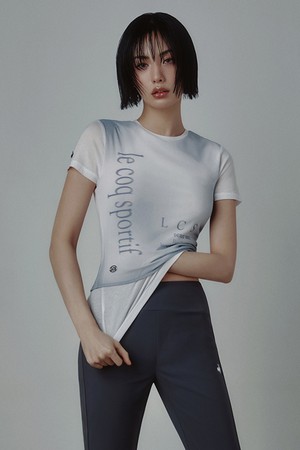 여성 메쉬 레이어드 슬림핏 반팔 티셔츠 - 화이트(QQ212ORS41)