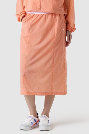 여성 스트레치 경량 우븐 미디 스커트 - 오렌지(QQ222OSK41)