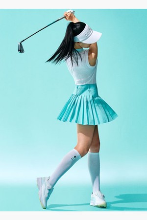 [데상트골프] 여성 펀칭 디테일 스커트 (DQ22WFSK54)_GREEN-a