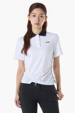 여성 메쉬 테이프 포인트 반팔 카라 티셔츠 (GQ122LTS38)_WHITE-a