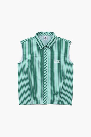 여성 서커 스트라이프 슬리브리스 셔츠 (GQ222LSL61)