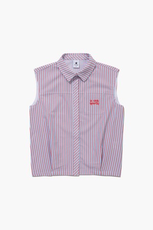 여성 서커 스트라이프 슬리브리스 셔츠 (GQ222LSL61)