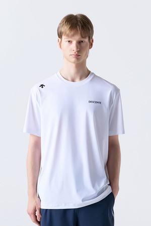 [DESCENTE X 김정윤 작가] 백그래픽 트리코트 반팔 티셔츠 화이트(SQ223ETS62)