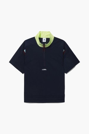 여성 배색 밴드 포인트 우븐 반집업 티셔츠 (GQ122LTS35)