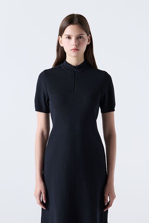 우먼스 듀얼리스 니트 원피스 블랙(SQ322DOP71)