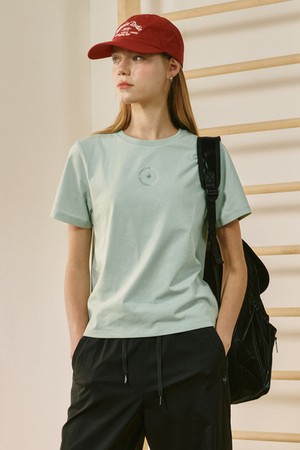 여성 애슬레저 레귤러핏 면 티셔츠 - 카키(QQ322ORS81)