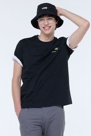 남성 에센셜 라운드 티셔츠 (GQ321MRS71)_BLACK-a