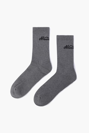 남성 레터링 크루 삭스 멜란지그레이(MQ321MSO71)