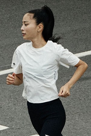 우먼스 러닝 쿨링 크롭 티셔츠 아이보리(SQ322RTS75)