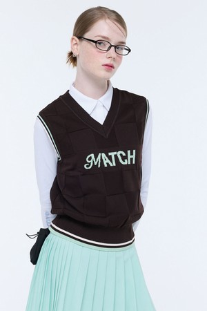 여성 체커보드 스웨터 베스트 (GQ322LKV81)