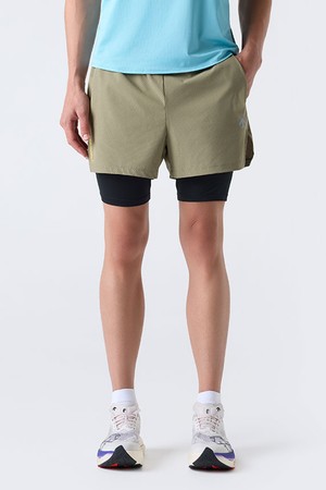 [홍태준 착용] 러닝 벤틸레이션 2IN1 4인치 쇼츠 카키(SQ323RHP72)