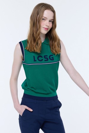 여성 트리코트 스웨터 슬리브리스 스웨터 (GQ322LKV71)_GREEN-a