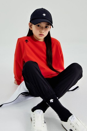 영애슬릿 스몰 로고 우븐 맨투맨 오렌지(SQ32JUWH75)