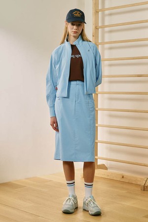 여성 레귤러핏 우븐 미디기장 스커트 - 블루(QQ322OSK71)