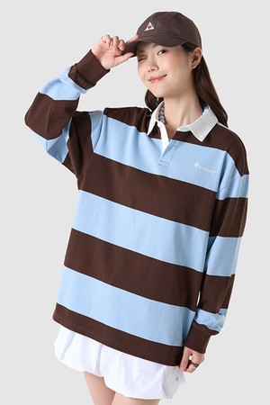 온라인전용) 유니 루즈 스트라이프 긴팔 티셔츠 - 브라운(QQ323JRL81)