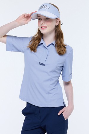 여성 베이직 반팔 카라 티셔츠 (GQ322LTS81)_PURPLE-a