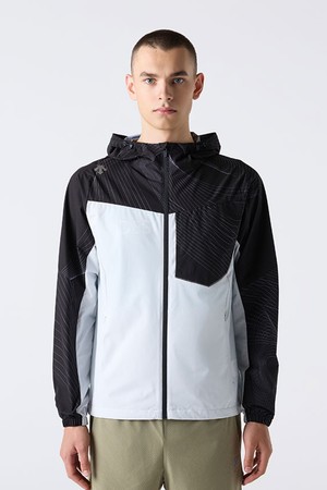 러닝 터프 후드형 바람막이 패턴 블랙(SQ323RWB82)