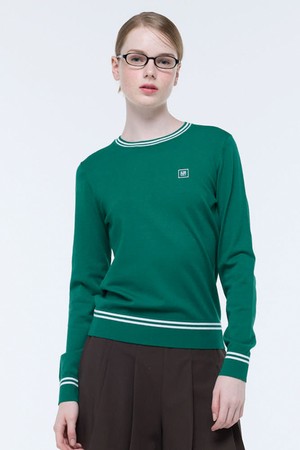 여성 에센셜 라운드 긴팔 스웨터 (GQ322LKP99)_GREEN-a