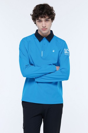 남성 비정형 절개 폴로 긴팔 티셔츠 (GQ321MTL91)_BLUE-a