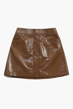 여성 비건레더 스커트 브라운(MQ322LSK93)