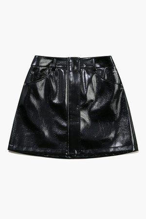 여성 비건레더 스커트 블랙(MQ322LSK93)