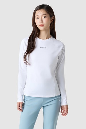 여성 슬림핏 인도어 기능성 약기모 긴팔 티셔츠 - 화이트(QQ412ORLO1)